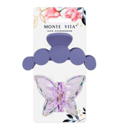 Крабы для волос Monte Vita набор  2шт. Soft touch, глянцевый/фиолетовый, 7см/10см 457033