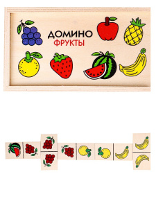 Домино детское Фрукты, деревянные детали ИД-1473