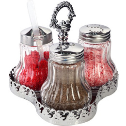 Набор для специй стекло + нержавеющая сталь 4 предмета на подставке, в п/у Mayer & Boch 40481