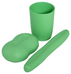 Набор дорожный пластиковый 3 предмета (мыльница + футляр для зубной щетки + стакан) Martika С16