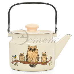 Чайник эмалированный 2,0л с подвижной металл. ручкой с декором Совы Эстет ЭТ-72713