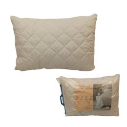 Подушка 50х70см Овечья шерсть (чехол п/э 70, стеганый с молнией, кант) в пакете ДомВелл 