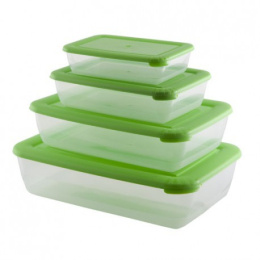 Контейнеры для СВЧ пластиковые набор 4шт. прямоугольные 0,45л, 0,9л, 1,9л, 3л Лайт Полимербыт С556