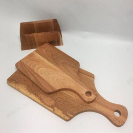 Доски разделочные деревянные бук набор 2шт. на подставке с ручкой (вертикально) Мирхозторг 81002