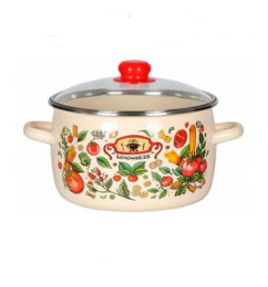 Кастрюля эмалированная Болоньезе 4,0л сферическая со стеклян. крышкой Appetite 1RC201S