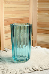 Ваза для цветов стеклянная h-19см Магия Бирюза, в инд/у Декостек 2395-Н5