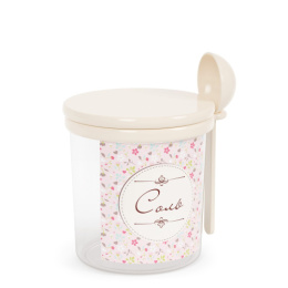 Банка для сыпучих пластиковая 0,70л круглая с ложкой Ассорти Соль Альтернатива М1713