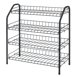 Этажерка для обуви металлическая разборная 4 полки 70х66х30см, матовый черный Nika ЭТ1/Ч