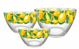 Набор салатников стеклянных Трио 3шт. Лимоны, в п/у Декостек 1223-Д