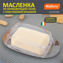Масленка из нержавеющей стали пластиковая крышка 18х11х4см Oliatore Mallony 003879