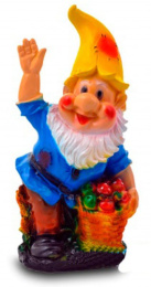 Фигурка садовая гипсовая Гном с яблоками малый 15х31см ГусьДекорЛюкс 2С51