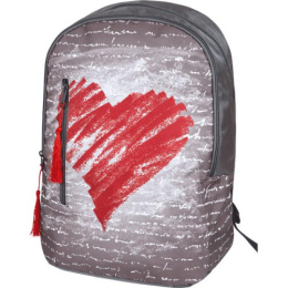 Рюкзак Devente подростковый 38х30х14см Heart, 1 отделение на молнии, серый 7033776