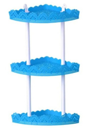 Полка для ванной комнаты угловая пластиковая трехсекционная 55х31х22см, Ажурная голубой Ар-Пласт 160291