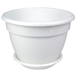 Горшок для цветов пластиковый Антик с поддоном  2,6л d-19см h-15см белый 5plast 5PL0009