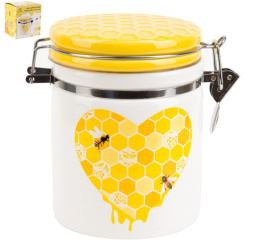 Банка для сыпучих керамическая (доломит) с клипсой  630мл Мед Honey, в п/у Lavenir L2520968