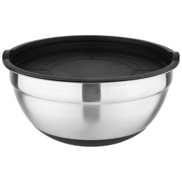 Миска из нержавеющей стали 280мм, 5,0л, с антискользящим силиконовым дно и пластиковой крышкой, Amarena Mallony 107630