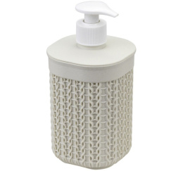 Дозатор (диспенсер) для жидкого мыла пластиковый 0,5л Вязание, белый ротанг Idea М2239