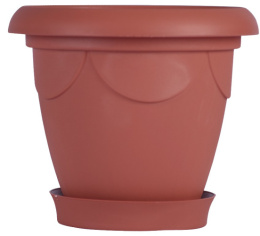 Кашпо пластиковое Верона с поддоном  3,5л d-21см h-18,5см терракотовый Ар-Пласт 07013