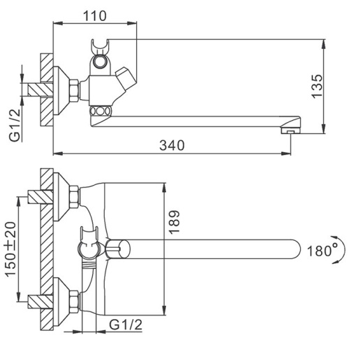 Смеситель для ванны Frap H731 F22731-B Frap 34893