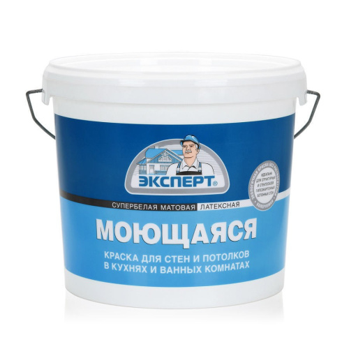 Краска водно-дисперсионная латексная моющаяся супербелая матовая  3,0кг Эксперт