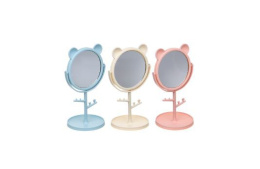 Зеркало настольное в пластиковом корпусе круглое d-10,5см, h-20см, с подставкой, цвета в ассортименте ЮниLook 301-265