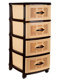 Комод четырехсекционный пластиковый Звездочка 38х45х95см бежево-шоколадный Ар-Пласт 160272