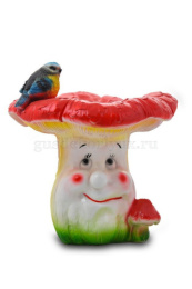 Фигурка садовая гипсовая Гриб с синичкой 21х22см ГусьДекорЛюкс 3С09