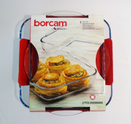 Формы для запекания стеклянные жаропрочные набор 2шт. квадратные с ручками 28х28см/3,5л, 22х22см/2л Borcam 159028 SB
