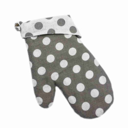 Варежка кухонная с манжетом рогожка Горох серый ДомВелл 