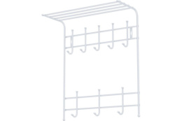 Вешалка настенная металлическая двухъярусная с полкой  8 крючков 60х71х27см, матовый серый Nika ВПТ8М/МС