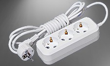 Удлинитель 3 розетки  7м 10А с заземлением, ПВС 3 х 0,75, 2200Вт, в пакете Веллконт У10/16-564