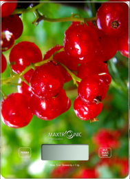 Весы кухонные электронные до  7кг, стеклянные, красная смородина Maxtronic MAX-1031-4