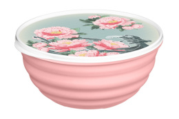 Миска пластиковая с крышкой 2,1л Latina с декором Сад пионов, розовый Homver 223152308/04