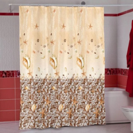 Штора для ванной полиэстер 180х200см Mir Subaqua (Подводный мир) бежевый Miranda 11107