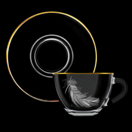 Чайная пара стеклянная 200мл Перо, в п/у Декостек 337-ГЗ4