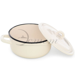 Кастрюля эмалированная  1,45л цилиндрическая с металл. крышкой без декора Жемчужная Эстет ЭТ-72962