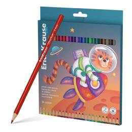 Карандаши цветные 24 цвета ErichKrause Kids Space Animals, пластиковые, трехгранные 61784