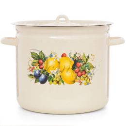 Кастрюля эмалированная 12,0л цилиндрическая с металл. крышкой с декором Изобилие Эстет ЭТ-72943