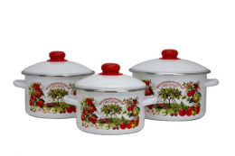 Эмаль набор посуды Магн 3 предм. кастрюли цилиндрические с металл. крышками 2л, 3л, 4л Organic белый Эмаль Магнитогорск 2-3214/4