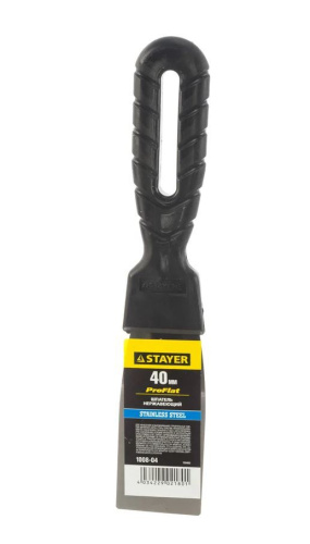 Шпатель нержавеющий  40мм пластиковая ручка, ProFlat Professional Stayer 1008-04