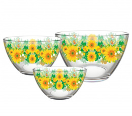 Набор салатников стеклянных Трио 3шт. Подсолнухи, в п/у Декостек 1223-Д