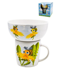 Набор детской посуды фарфоровой 2 предмета Пчелки, в п/у Lavenir 2-1909