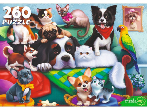 Пазлы  260 элементов Пушистые друзья на диване Ф260-3883