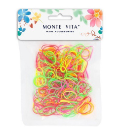 Резинки для волос Monte Vita набор 250шт. 3см, силиконовые средние, цвета ассорти 457065