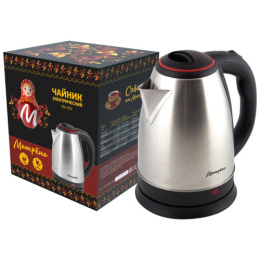 Чайник электрический 1,8л 1500Вт, МА-001, нержавеющая сталь, диск, цвет крышки красный Матрена 005457