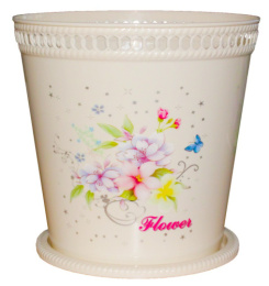 Кашпо пластиковое Флора с поддоном 3л 19х19х18,5см слоновая кость Ар-Пласт 07026