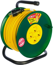 Удлинитель силовой на катушке 20м 4 розетки 10А с заземлением, ПВС 3 х 0,75, 2200Вт Союз 481S-3402