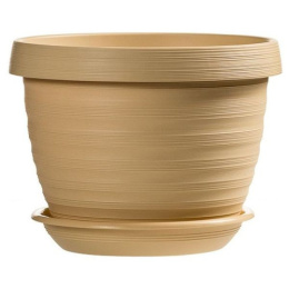 Горшок для цветов пластиковый Толедо с поддоном  2,0л d-17см h-13см крем 5plast 5PL0428