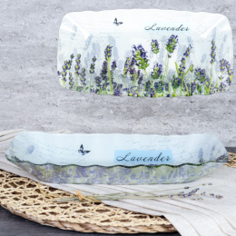 Блюдо стеклянное прямоугольное глубокое 280х140мм Grey White Lily S440611W V136/729903