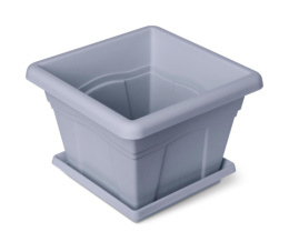 Горшок для цветов пластиковый Квадро с поддоном  5,1л 24х24х17,6см серый Martika С163СЕР